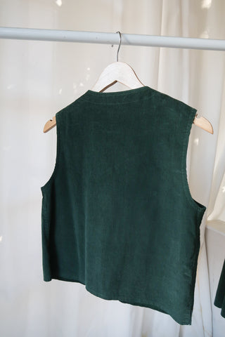 Forest Green Corduroy Vest Skirt Set