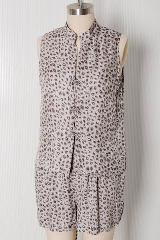 Silver Cheetah Silk Short Set