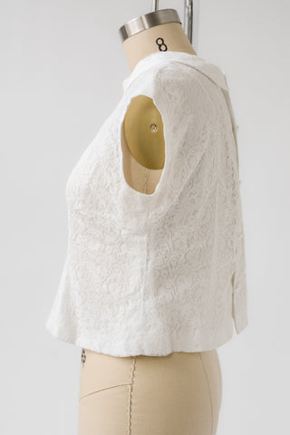 Sweet Ivory Lace Crop Shell Tank