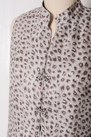 Silver Cheetah Silk Short Set