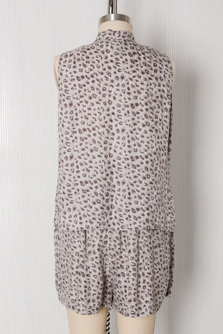 Silver Cheetah Silk Short Set