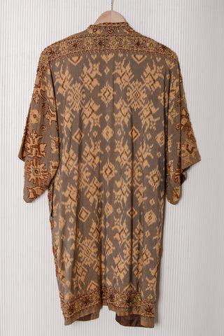 Fab Silk Batik Beaded Kimono