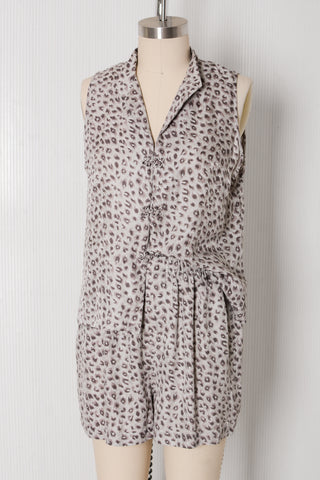 Silver Cheetah Silk Short Set