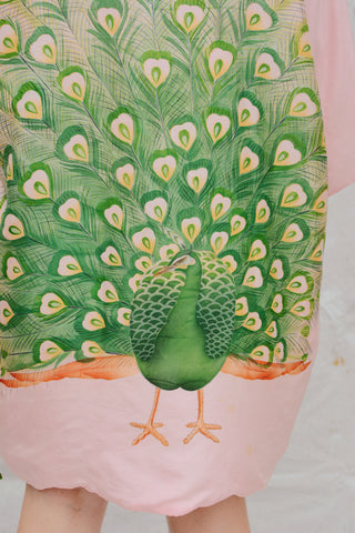 FAB Giant Peacock Pink Silk Kimono