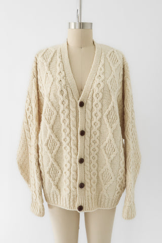 LL Bean Irish Wool Fisherman Cardigan