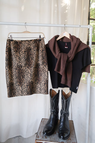Carven Leopard Animal Print Skirt ~ 28W