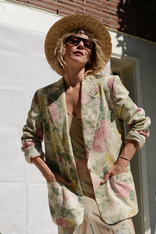 Pastel Floral Linen Blend Blazer