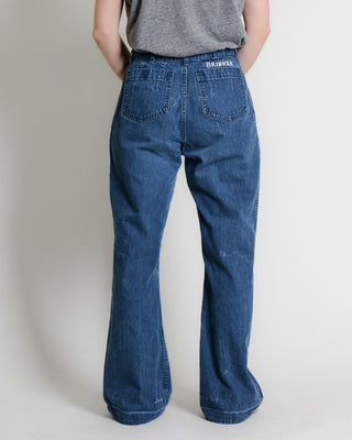 70s Navy Dungaree Wide Leg Jeans ~ 29W