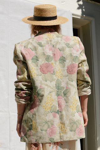 Pastel Floral Linen Blend Blazer