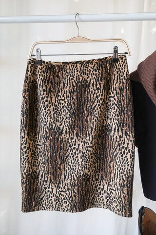 Carven Leopard Animal Print Skirt ~ 28W