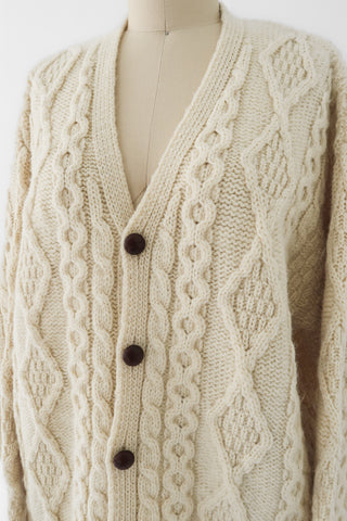 LL Bean Irish Wool Fisherman Cardigan