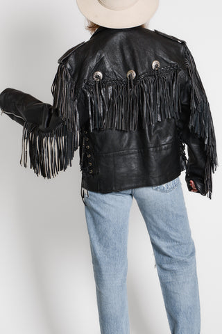 Kickass Black Fringe Leather Moto Jacket