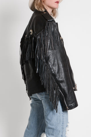 Kickass Black Fringe Leather Moto Jacket