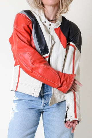 Badass Black Red White Moto Jacket - as is