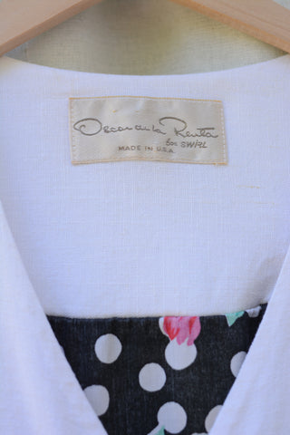 Oscar de la Renta Floral Polka Dot Dress
