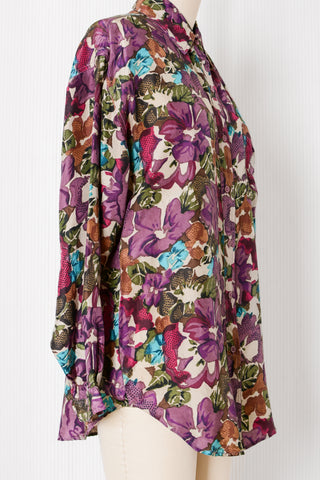Jewel Tone Floral Silk Shirt