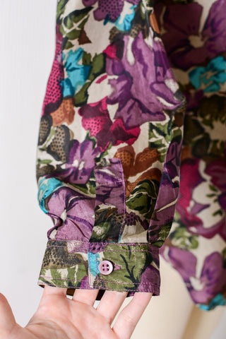 Jewel Tone Floral Silk Shirt