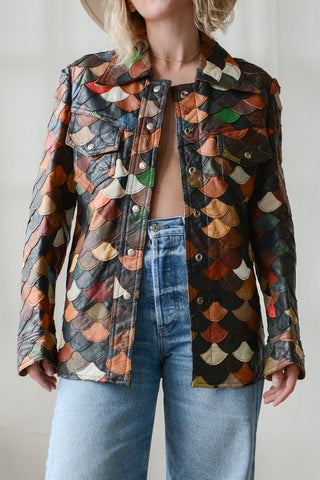 INSANE Patchwork Scallop Leather Jacket