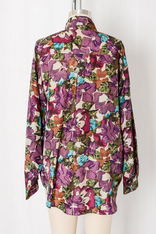 Jewel Tone Floral Silk Shirt