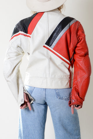 Badass Black Red White Moto Jacket - as is