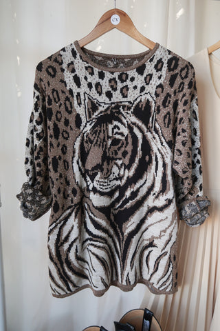 Metallic Tiger Novelty Sweater
