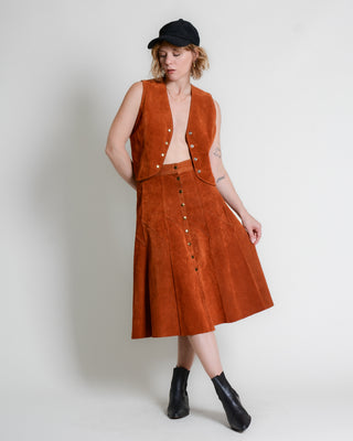 Rust 70s Snap Front Suede Set