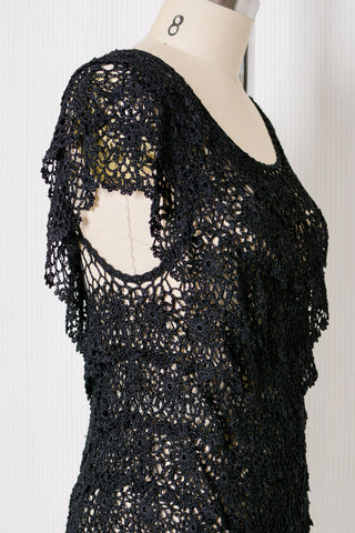 Black Tiered Lace Sheer Top