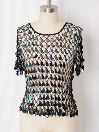 Paillette Sequin Crochet Crop Top