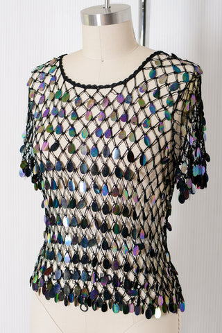 Paillette Sequin Crochet Crop Top