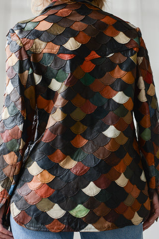 INSANE Patchwork Scallop Leather Jacket