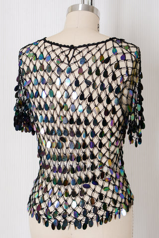 Paillette Sequin Crochet Crop Top