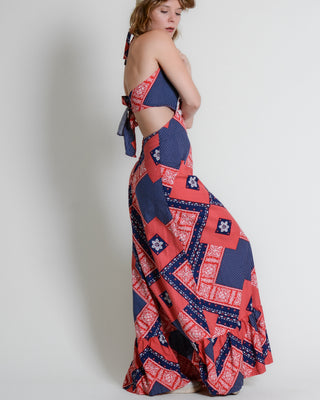 70s Cut Out Lace Halter Bandana Maxi
