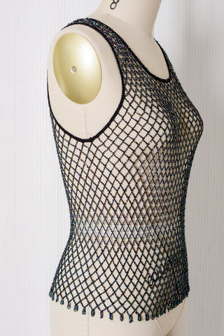 Iridescent Beaded Crochet Tank