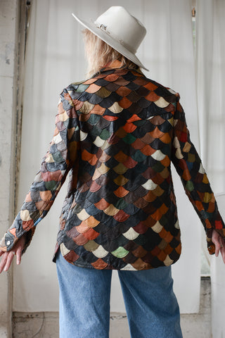 INSANE Patchwork Scallop Leather Jacket
