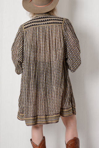 Adini Olive Gauzy Indian Cotton Dress