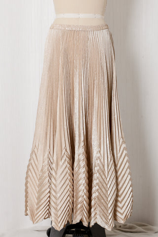 Jeanne Marc Champagne Plisse Skirt