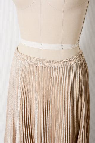 Jeanne Marc Champagne Plisse Skirt
