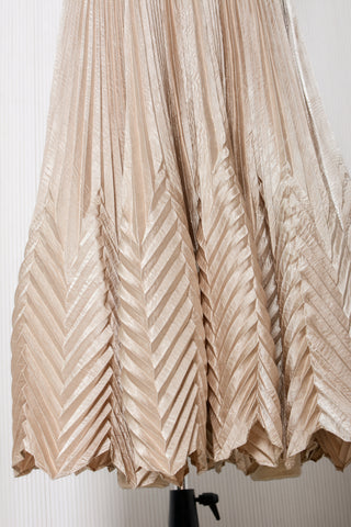 Jeanne Marc Champagne Plisse Skirt