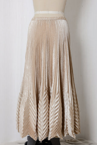 Jeanne Marc Champagne Plisse Skirt