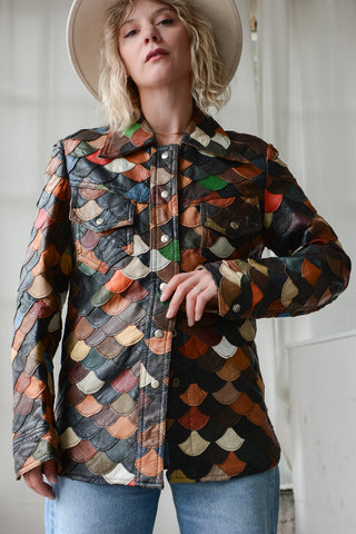 INSANE Patchwork Scallop Leather Jacket