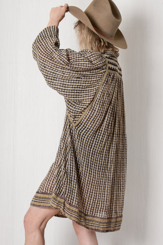 Adini Olive Gauzy Indian Cotton Dress
