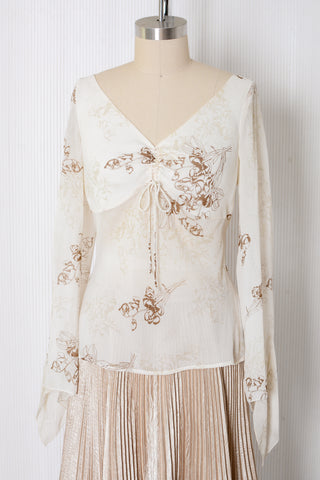 Limited Babydoll Silk Bell Sleeve Top
