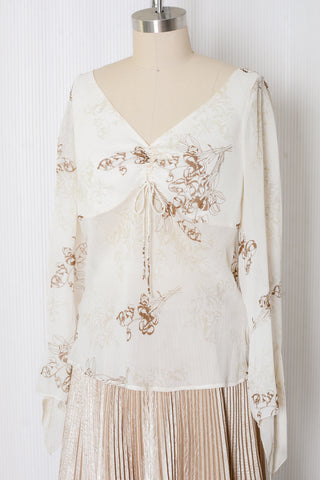 Limited Babydoll Silk Bell Sleeve Top