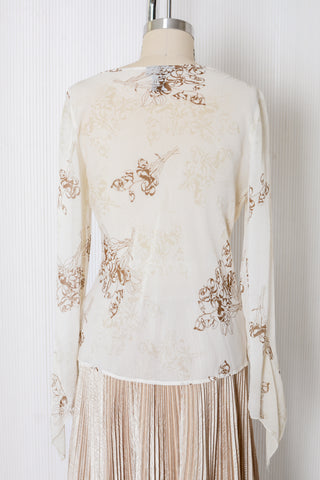 Limited Babydoll Silk Bell Sleeve Top