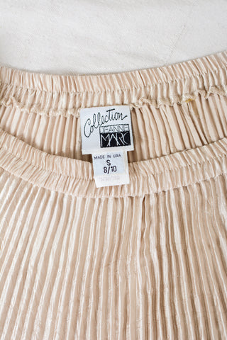 Jeanne Marc Champagne Plisse Skirt