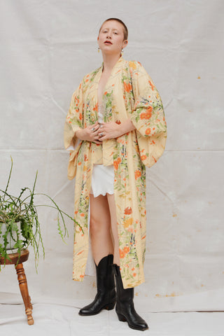 Gorgeous Lush Floral Silk Haori Maxi Kimono