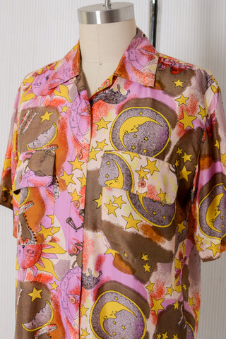 Constellation Silk Novelty Print Top