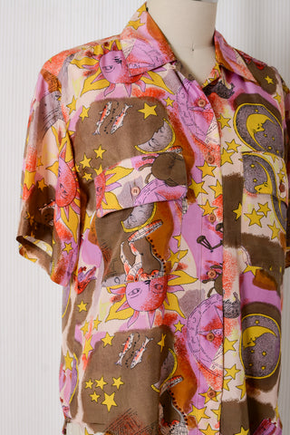Constellation Silk Novelty Print Top