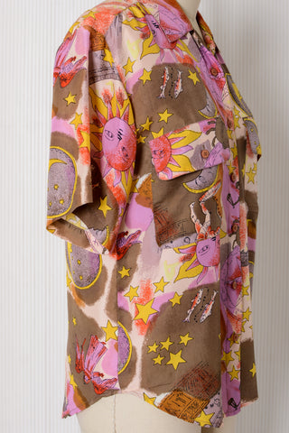 Constellation Silk Novelty Print Top