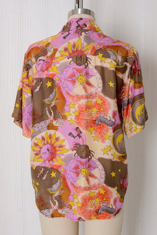 Constellation Silk Novelty Print Top